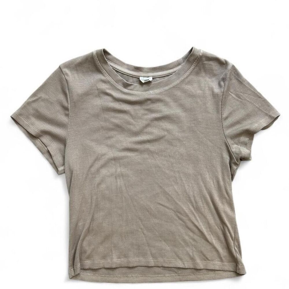 Aritzia Wilfred Taupe Ribbed Crop Top - Size L